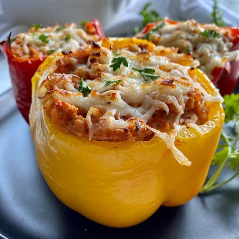 Ground Chicken and Rice Stuffed Peppers