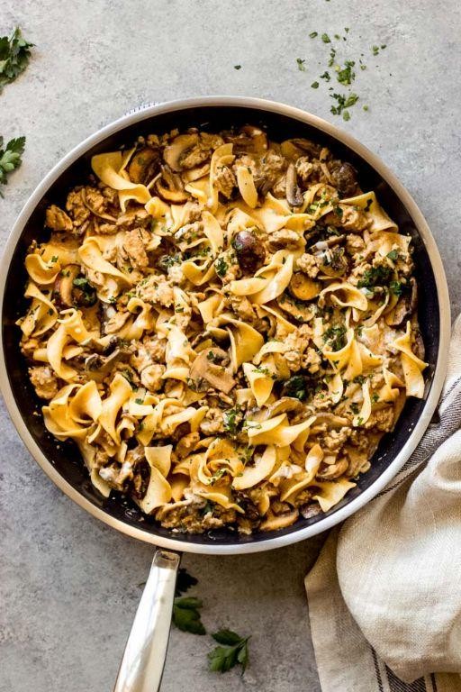 Ground Turkey and Mushroom Stroganoff