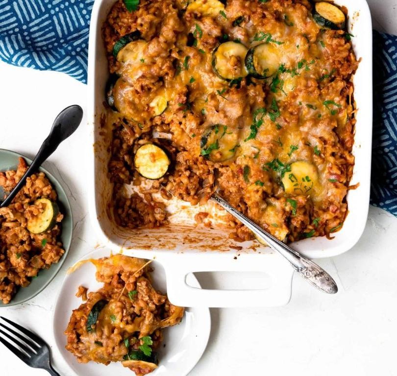 Ground Turkey and Spinach Zucchini Casserole