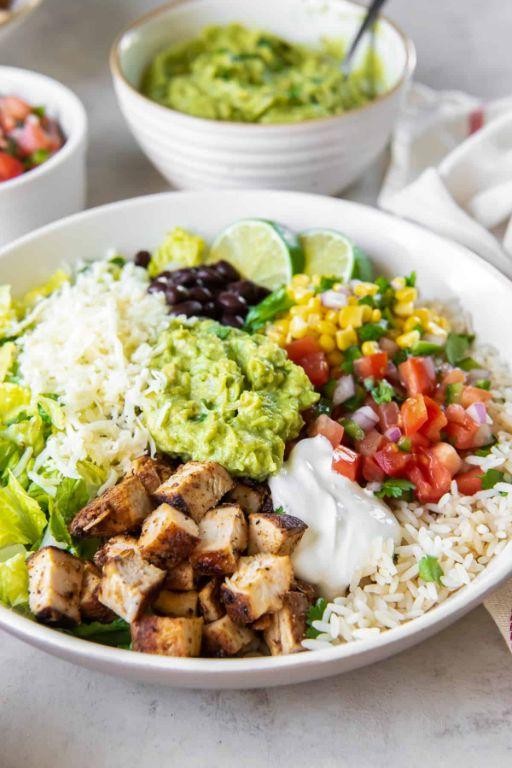 Guacamole and Chipotle Chicken Burrito Bowl