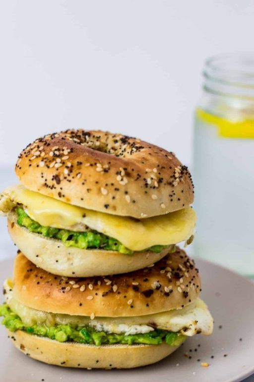 Guacamole and Fried Egg Bagel Sandwich