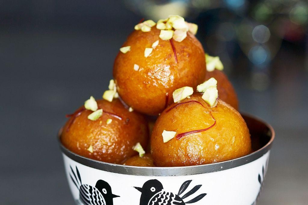 Gulab Jamun with Saffron Syrup