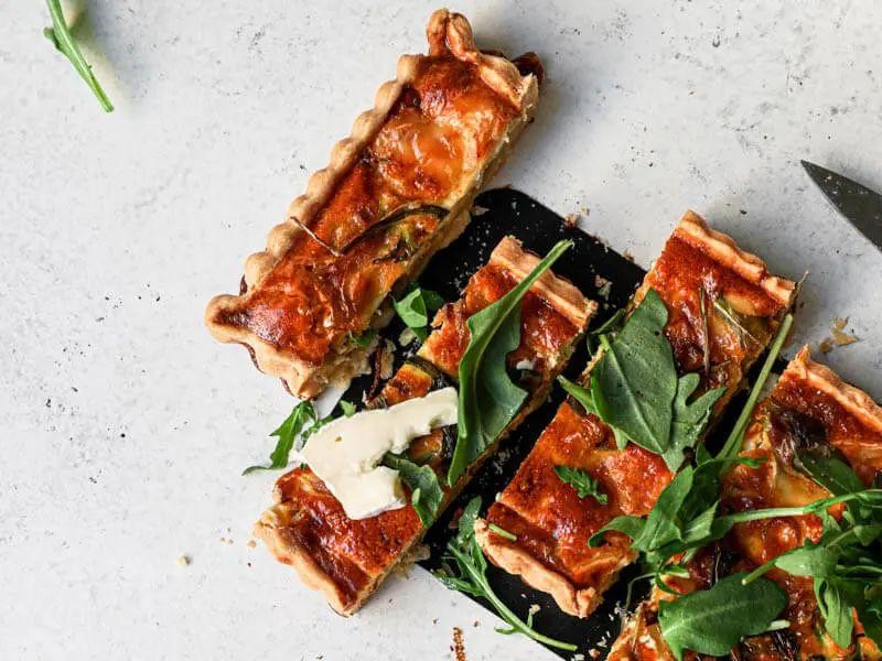 Ham and Brie Quiche with Caramelized Onions