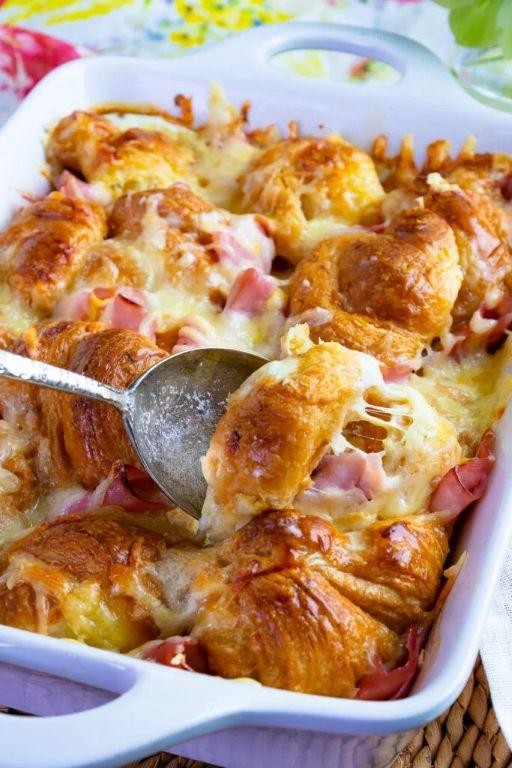 Ham and Swiss Crescent Breakfast Casserole