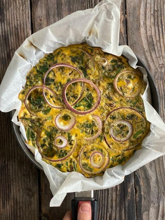 Haricot Vert and Red Onion Frittata