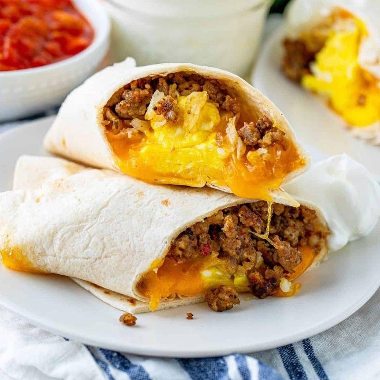 Hash Brown and Beef Breakfast Burrito