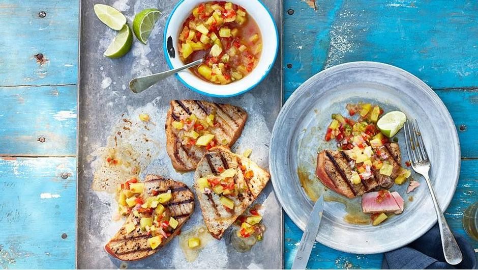 Hawaiian Style Grilled Ahi Tuna with Pineapple