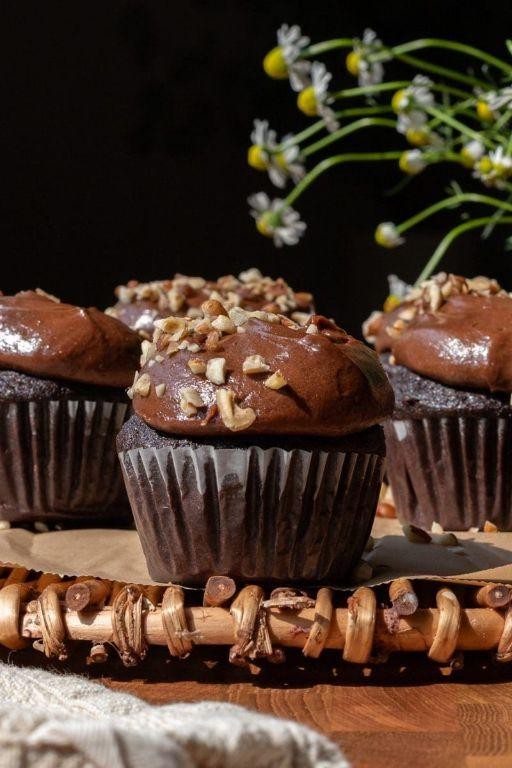 Hazelnut Mocha Cupcakes with Chocolate Ganache