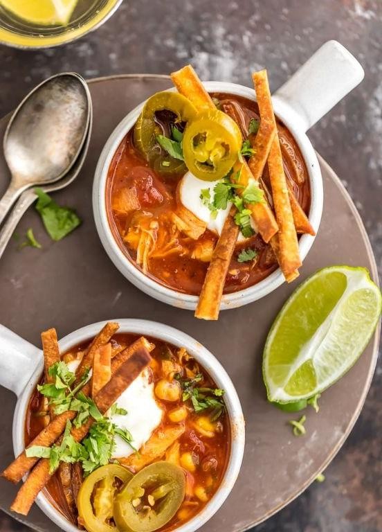 Healthy Chicken Tortilla Slow Cooker Soup