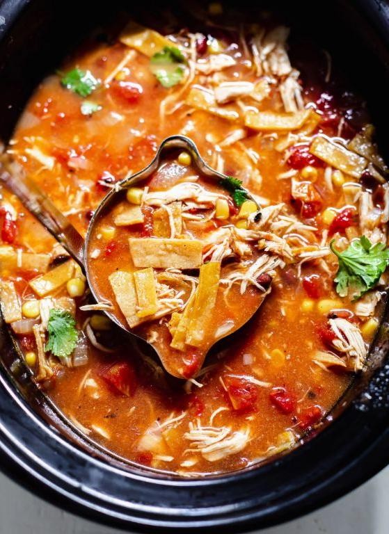 Healthy Slow Cooker Chicken Tortilla Soup