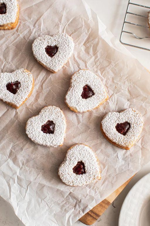 Heart-Shaped Raspberry Linzer Cookies