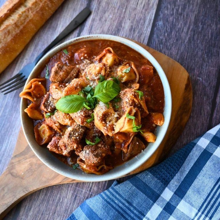 Hearty Beef and Mushroom Slow Cooker Tortellini