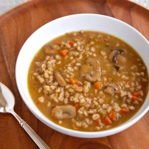Hearty Chestnut Mushroom and Barley Soup