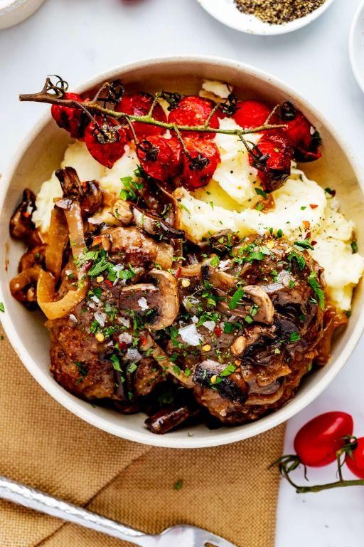 Hearty Crockpot Salisbury Steak with Mashed Potatoes