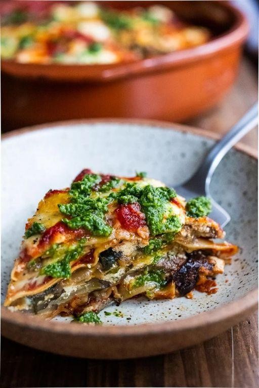 Hearty Eggplant Lasagna with Basil Pesto