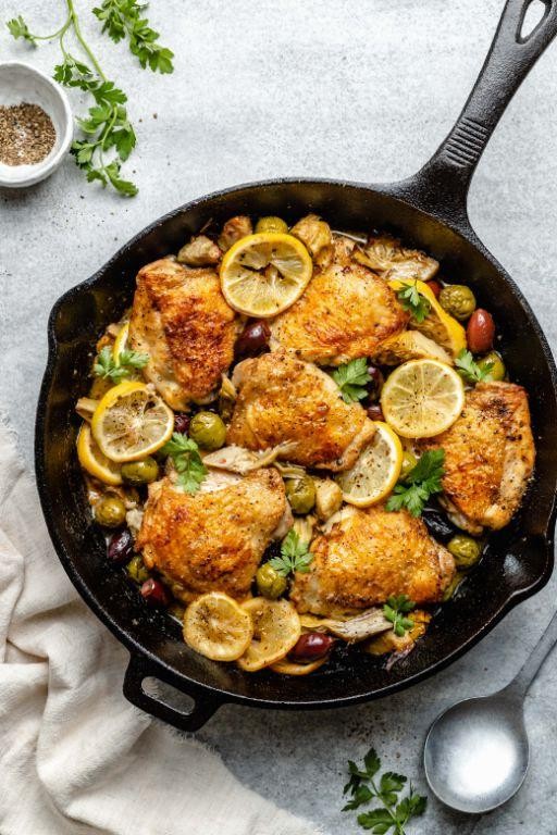 Hearty Greek Chicken in a Pot with Lemon and Olives