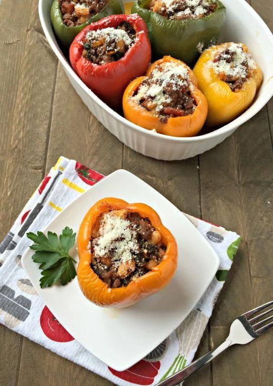 Hearty Kale and Beef Stuffed Peppers