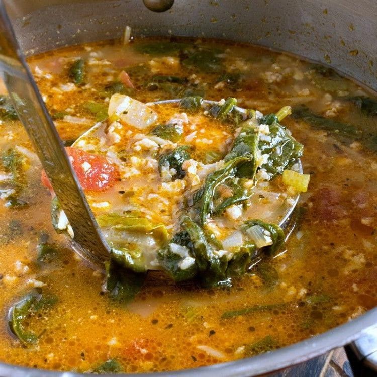 Hearty Keto Sausage and Cauliflower Rice Soup