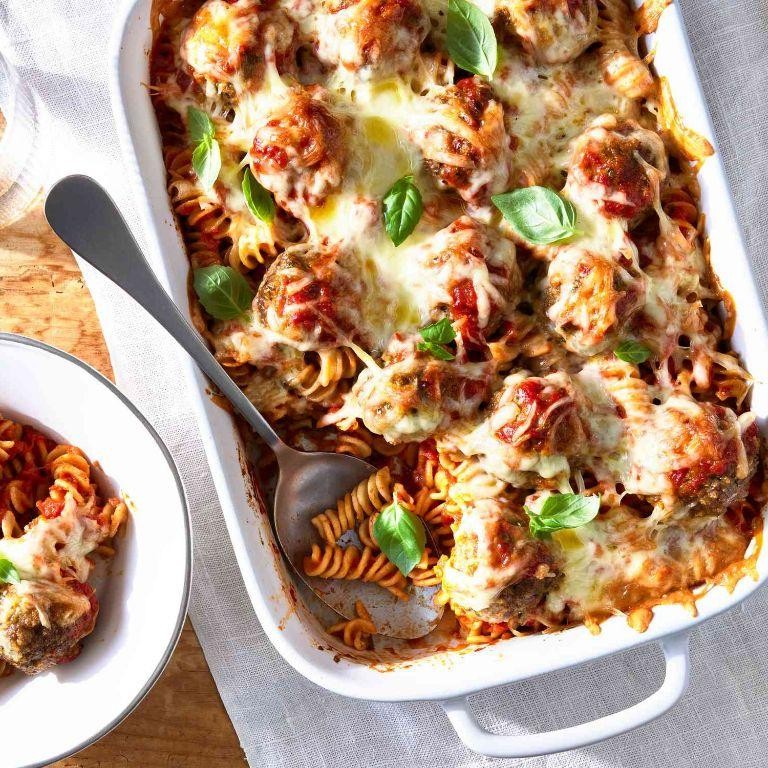 Hearty Meatball Casserole with Cheese