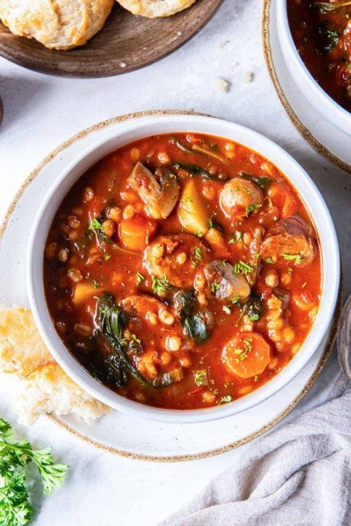 Hearty Polish Sausage and Barley Soup