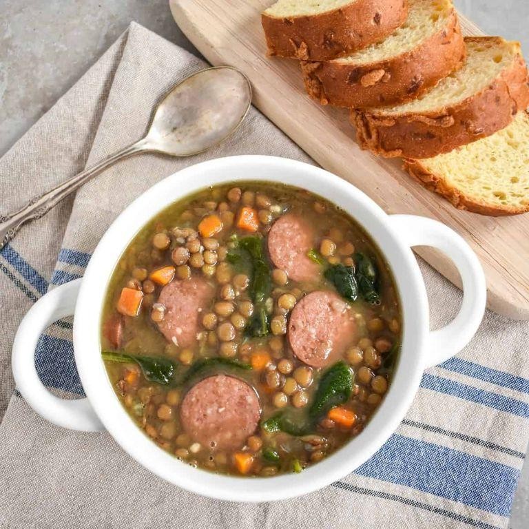 Hearty Polska Kielbasa and Lentil Soup