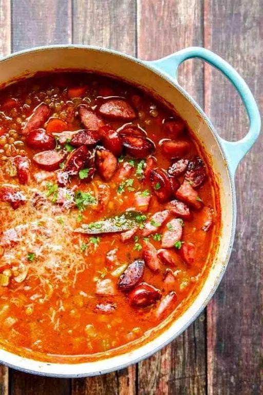 Hearty Smoked Sausage and Red Lentil Curry