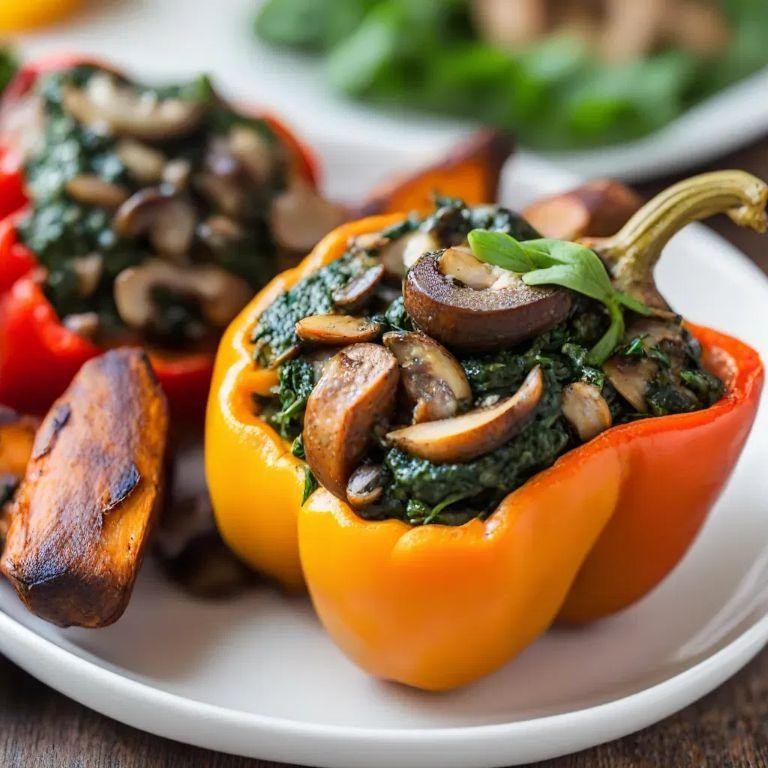 Hearty Spinach and Mushroom Stuffed Peppers