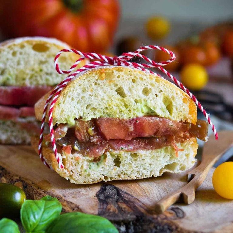 Heirloom Tomato and Pesto Panini