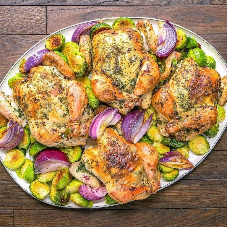 Herb Brined Cornish Hen with Garlic Butter