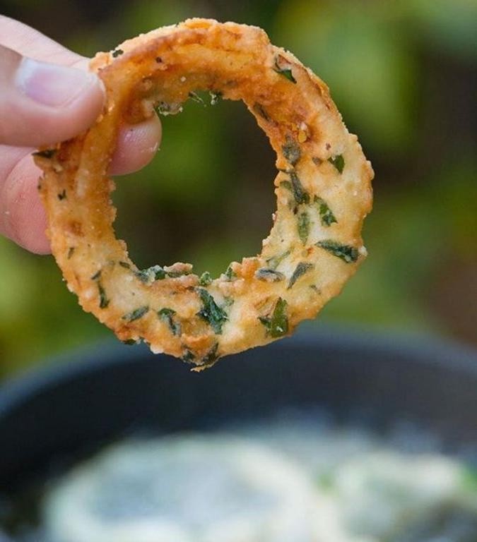 Herb and Cheese Battered Onion Rings
