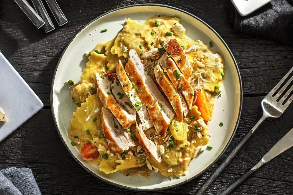 Herb-Crusted Chicken and Ricotta Ravioli