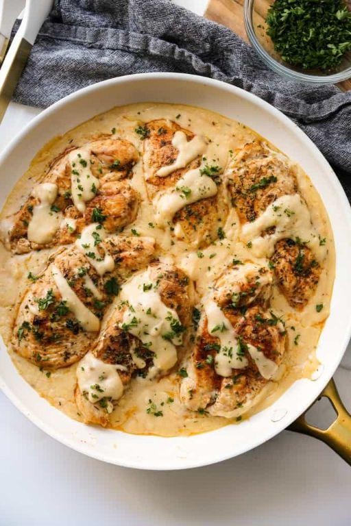 Herb-Crusted Chicken with Creme Fraiche Sauce