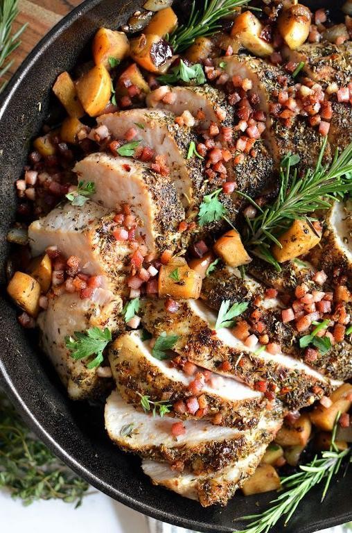 Herb-Crusted Pork Loin with Apple Compote