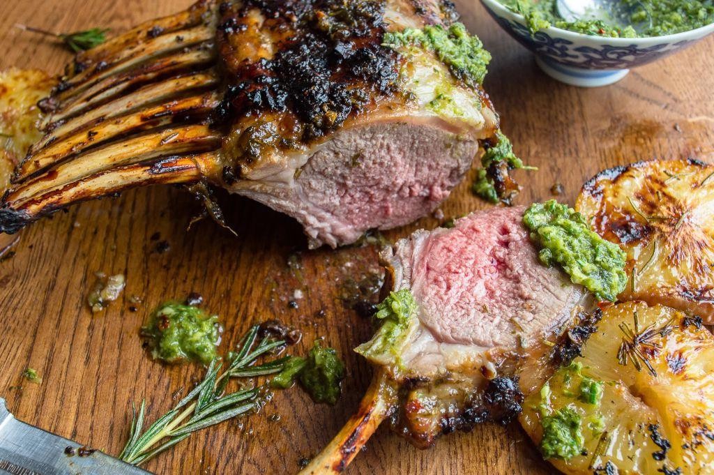 Herb-Crusted Rack of Lamb with Mint Chimichurri