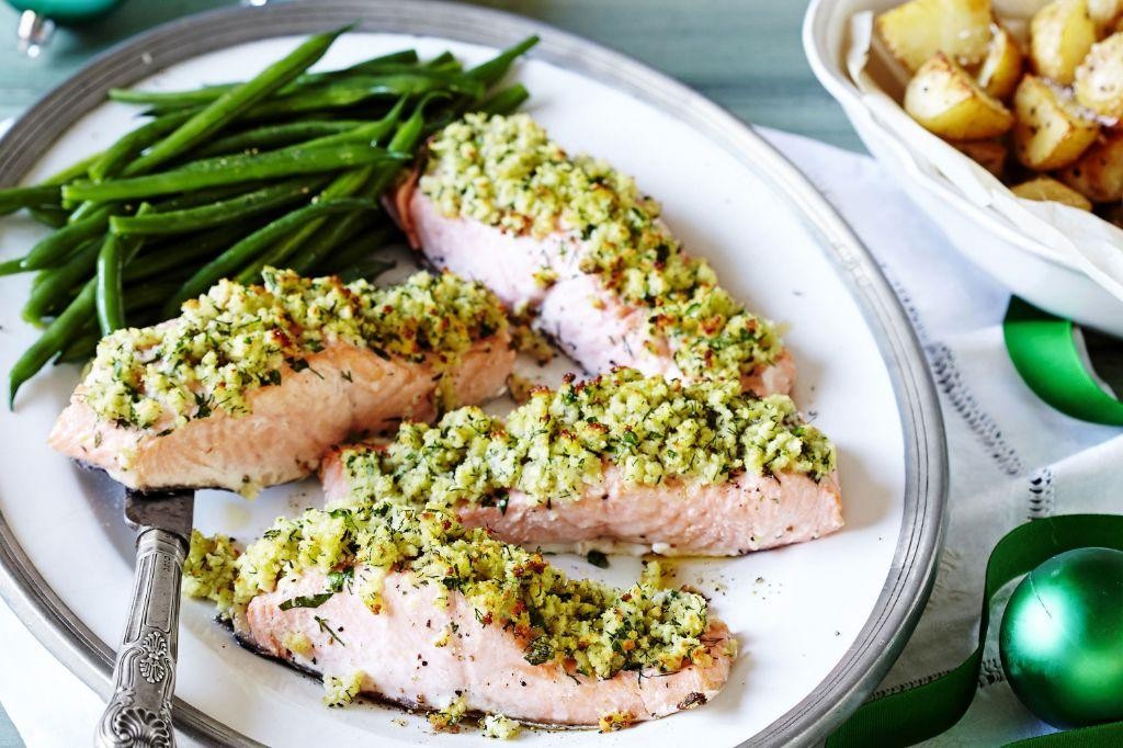 Herb-Crusted Salmon with Haricot Vert