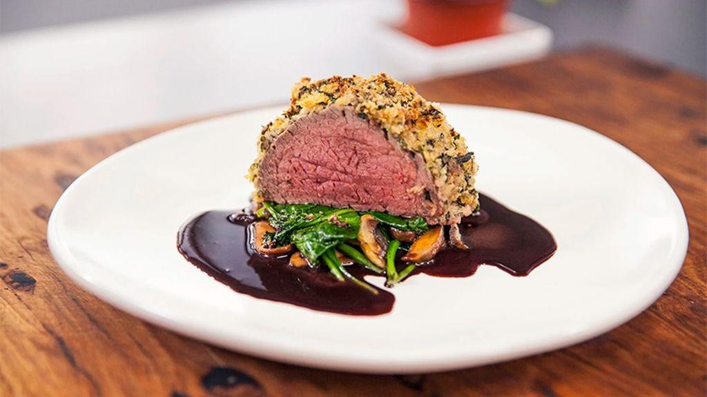Herb-Crusted Striploin with Mustard Glaze