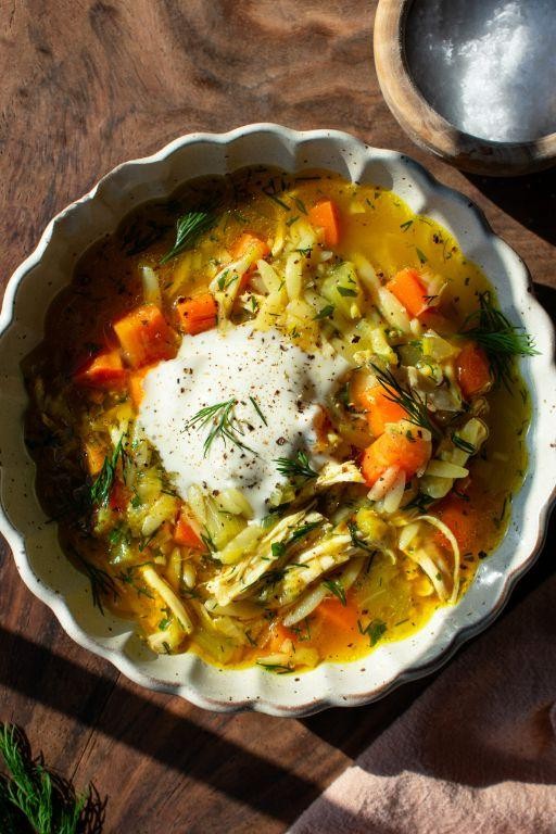 Herb-Infused Creamy Chicken and Orzo Soup