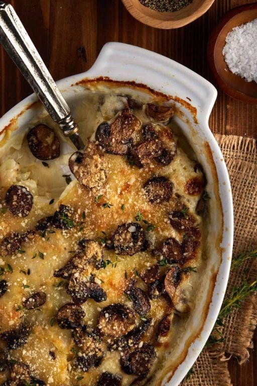 Herb-Infused Mushroom and Potato Gratin
