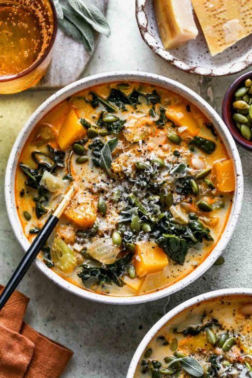Herbed Butternut Squash and White Bean Soup