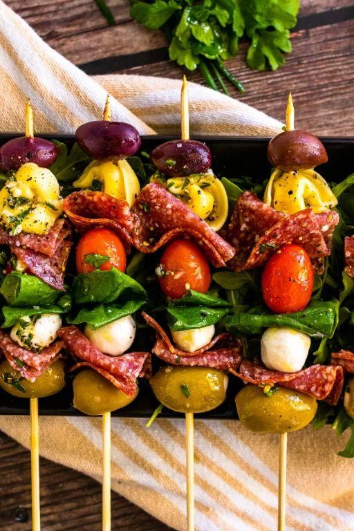 Herbed Chicken Antipasto Skewers