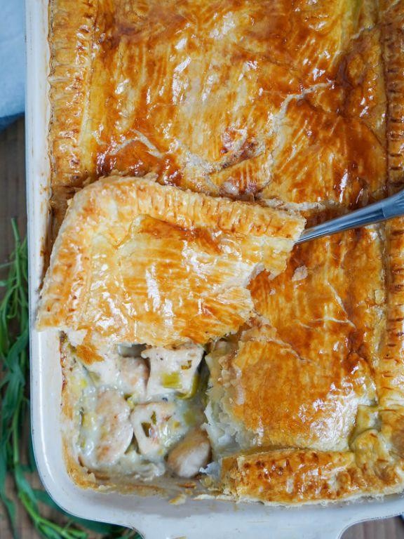 Herbed Chicken and Leek Puff Pastry Pie