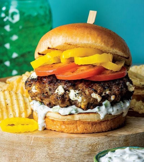 Herbed Feta-Stuffed Sirloin Burger