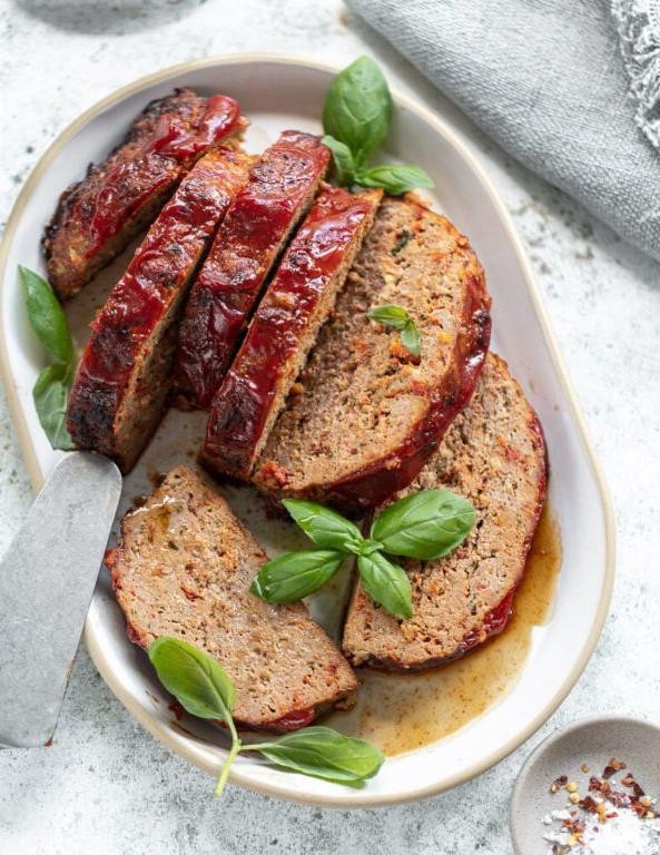 Herbed Ground Turkey Meatloaf with Tomato Glaze