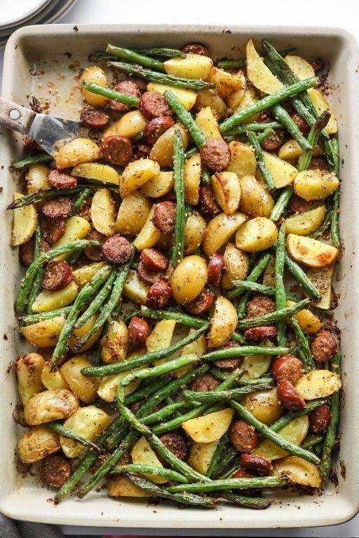 Herbed Sausage and Green Bean Bake