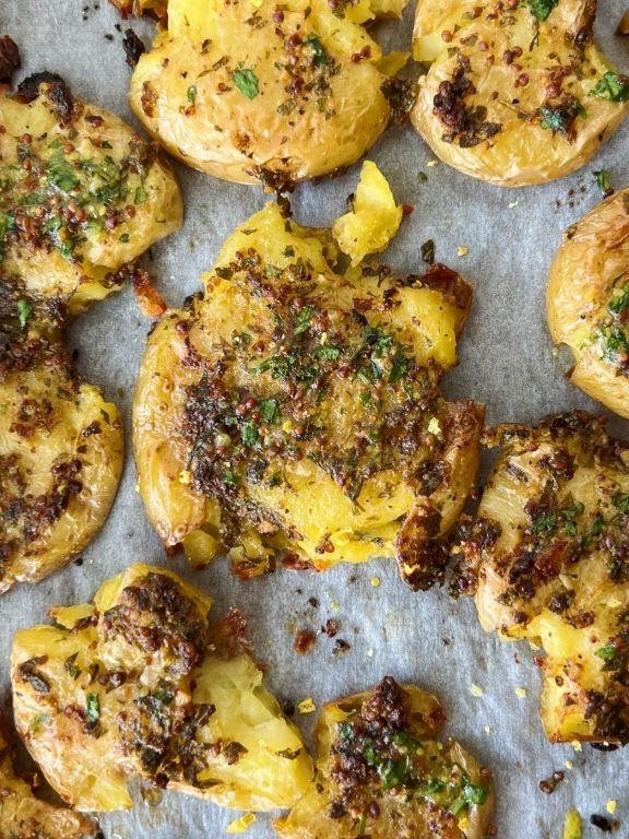 Herbed Stove Top Smashed Potatoes