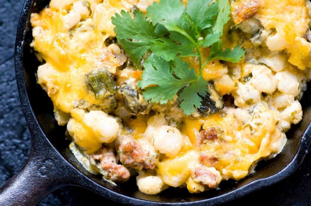 Hominy and Green Chile Breakfast Skillet
