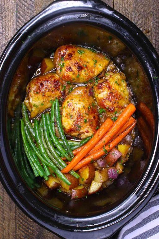 Honey Garlic Bone-In Chicken Breasts in the Slow Cooker