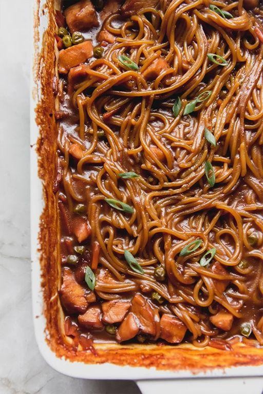 Honey Garlic Chicken and Egg Pasta