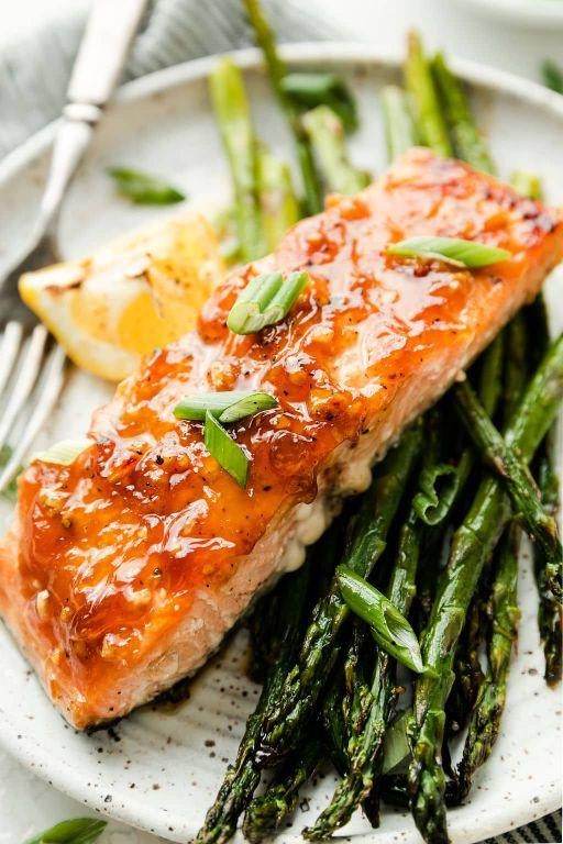 Honey Garlic Glazed Salmon with Asparagus