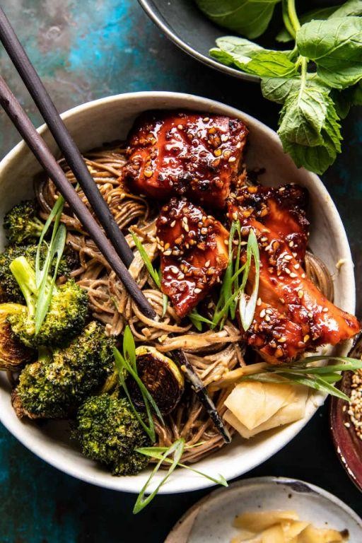 Honey Garlic Salmon Pasta Bowls